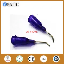 21G Roxo 0.5 “tubulação, 45 graus de curvatura TE Dispensar Dicas Bent Premier Final Blunt Aço Inoxidável Dispensa Tips100PCS Navio Livre