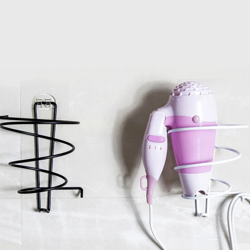 High Quality Innovative Wall Mounted Hair Dryer Rack Metal Bathroom Shelf Storage Hairdryer Holder