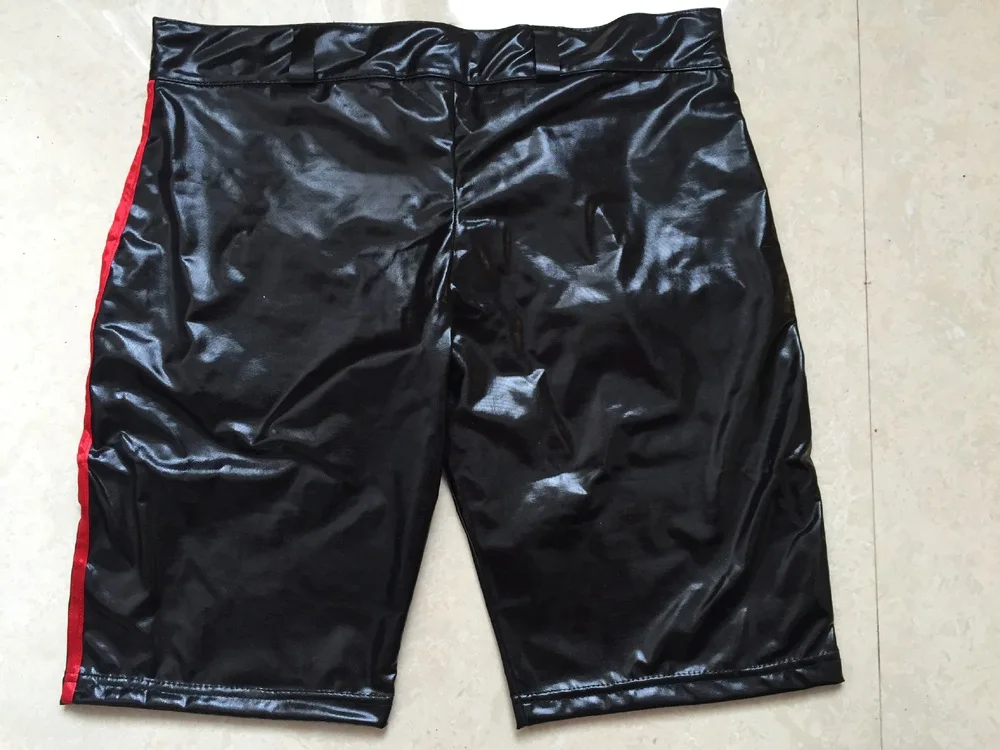 New Hot Sexy Male Black Faux Leather Panties Latex Short Boxer Wetlook Clubwear Zipper Jockstrap Fetish Gay Men Underwear Slip
