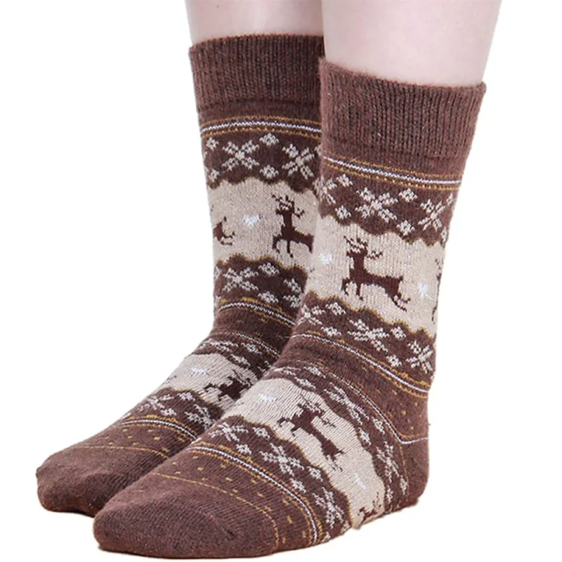 EFINNY 1 pair Women Winter Socks Warm Wool Mid calf Socks Woolen