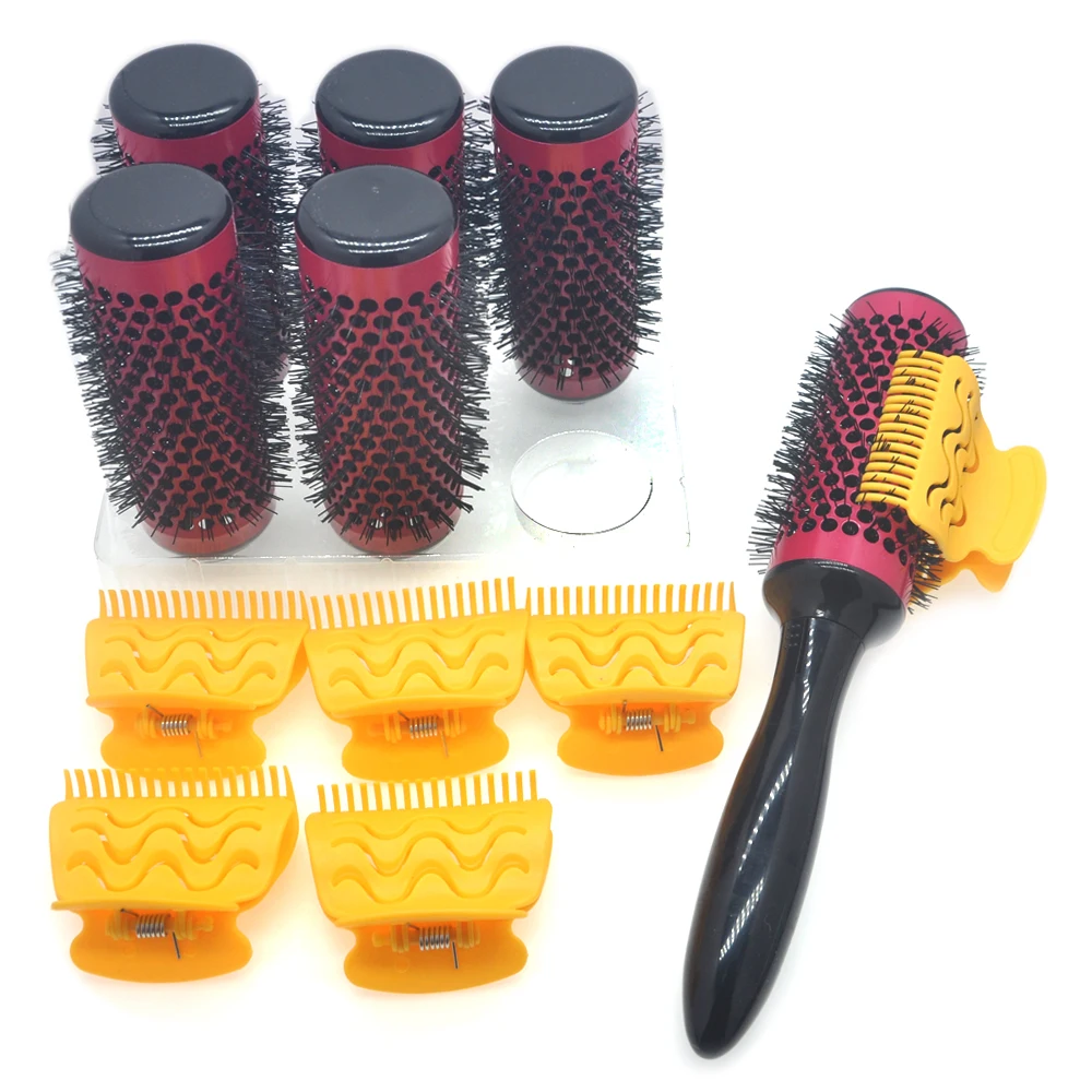 Buy 6pcs/set Hair Roller Brushes with Butterfly Clips