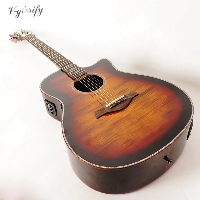 hand made flame maple acoustic guitar with electric tuner factory made hand made flame maple acoustic guitar with electric tuner factory made