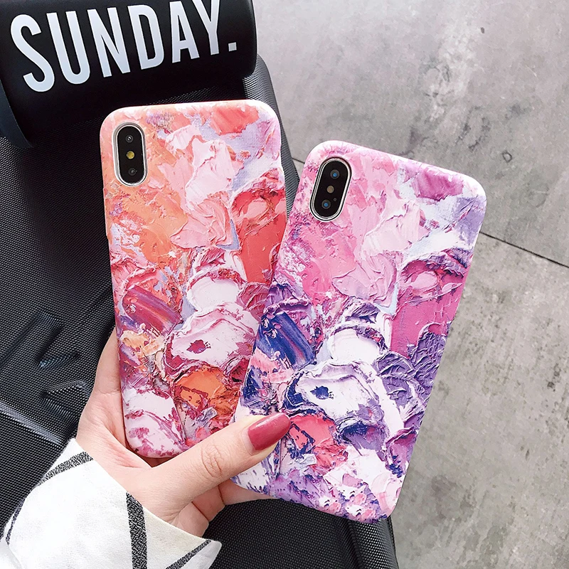 

Literary Oil Painting Back Cover For iPhone X XS XR XSMAX Soft Case For iPhone 6 6SP 7 8 7/8Plus Anti-Fall Protective TPU Cases