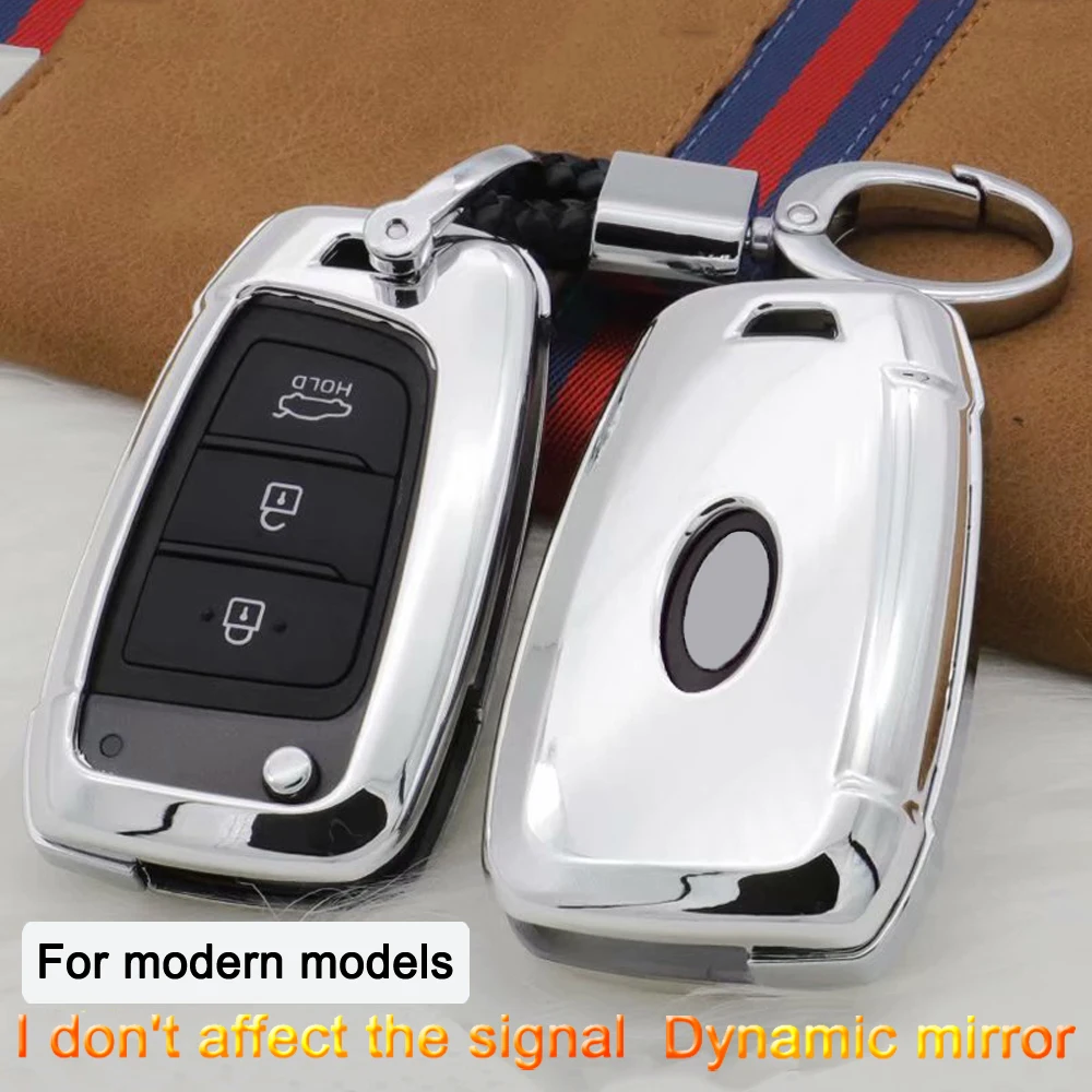 

Plating ABS alloy Car Key Case For Hyundai Solaris 2 Elantra i30 i35 i40 Tucson Kona 2015 2016 2017 2018 2019 Car styling