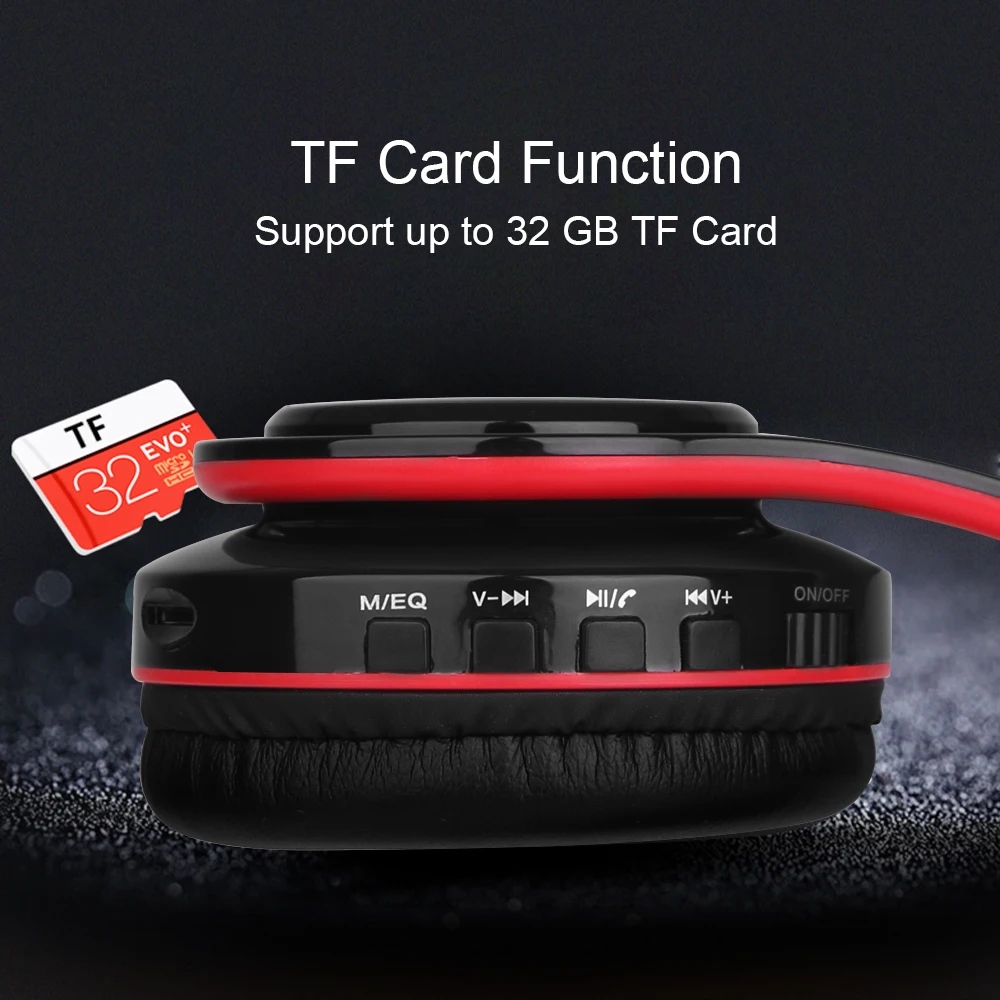 Bluetooth Headphones Active Noise Cancelling Stereo Wireless Headset with TF Card Input, Aux line, Soft Earmuffs, Built-in Mic