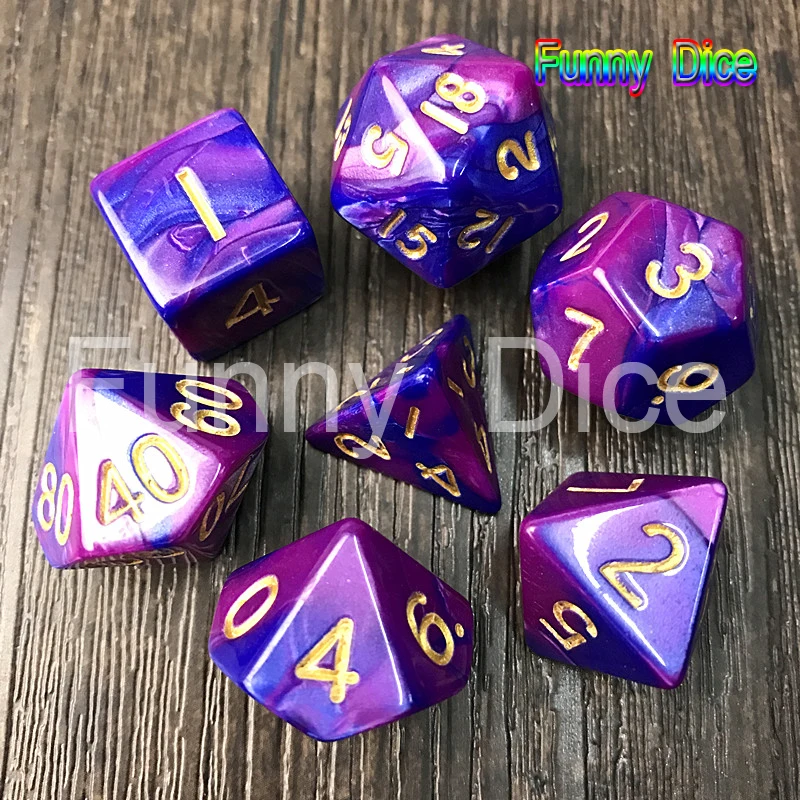 

Rpg Dungeon and Dragons Die,7pcs 2-color Dice Set with Nebula Effect, D4,d6,d8,d10,d%,d12,d20,Polyhedral Dice for Board Game