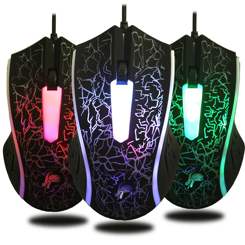 Professional Colorful Backlight 4000DPI Optical Wired Coputer Gaming Mouse Mice 