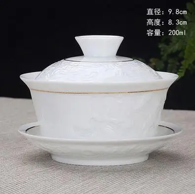 Ручная роспись нефритовые фарфоровые чернила бамбук керамический гайвань китайский чайный набор кунг-фу чайная посуда супница Sancai чайная чашка пуэр чайник - Цвет: 200ml