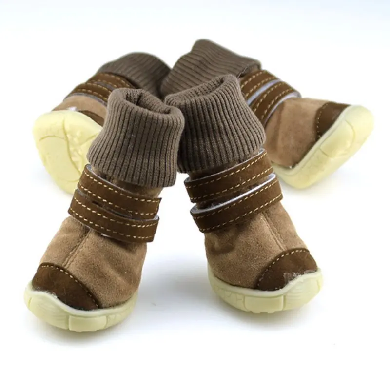 

Thick Fur Pet Shoes Small Dogs Shoes Winter Warm Snow Boots For Teddy Poodle Coffee/Pink/Purple For Puppy