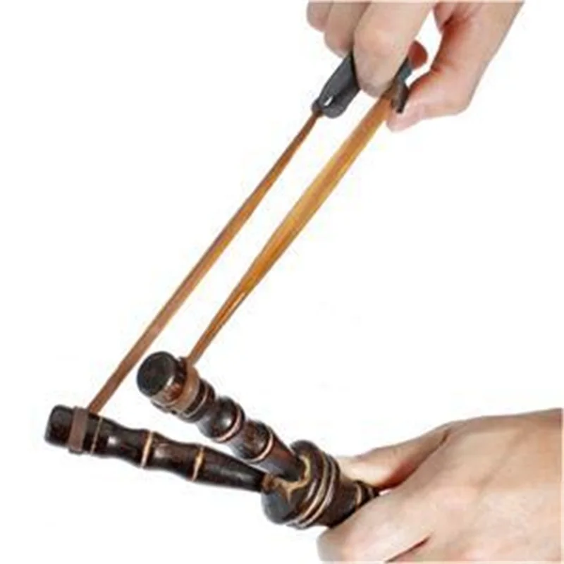 1 Pcs Bamboo Style Sling Shot Kids Toys Wood Wooden Slingshot Bow Catapult Hunting Boys Toys