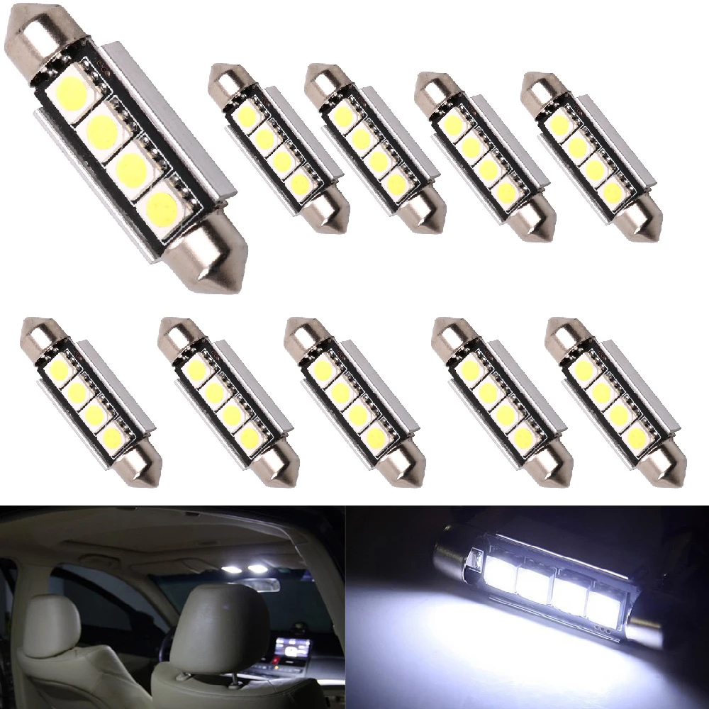 Y 10X 31mm 36mm 39mm 42mm C5W 4 SMD 5050 LED 4smd CANBUS Error Free Car License Plate lights Interior Bulb Dome Festoon Lamp 12V |