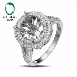 CaiMao круглое кольцо с полукреплением настройки & 0.69ct АЛМАЗ 14 k белое золото обручальное кольцо с драгоценными камнями ювелирные изделия