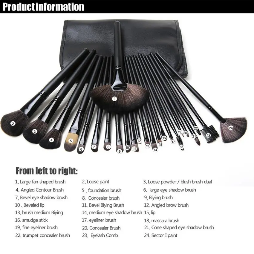 24pcs makeup brush--Black
