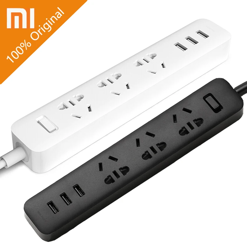 baratas 100% Original Xiao mi 3 Xiao mi Power Strip Rápido Carregamento Portátil 3 Jack USB2.0 Interface de Extensão Do Soquete Plug mi tomada inteligente