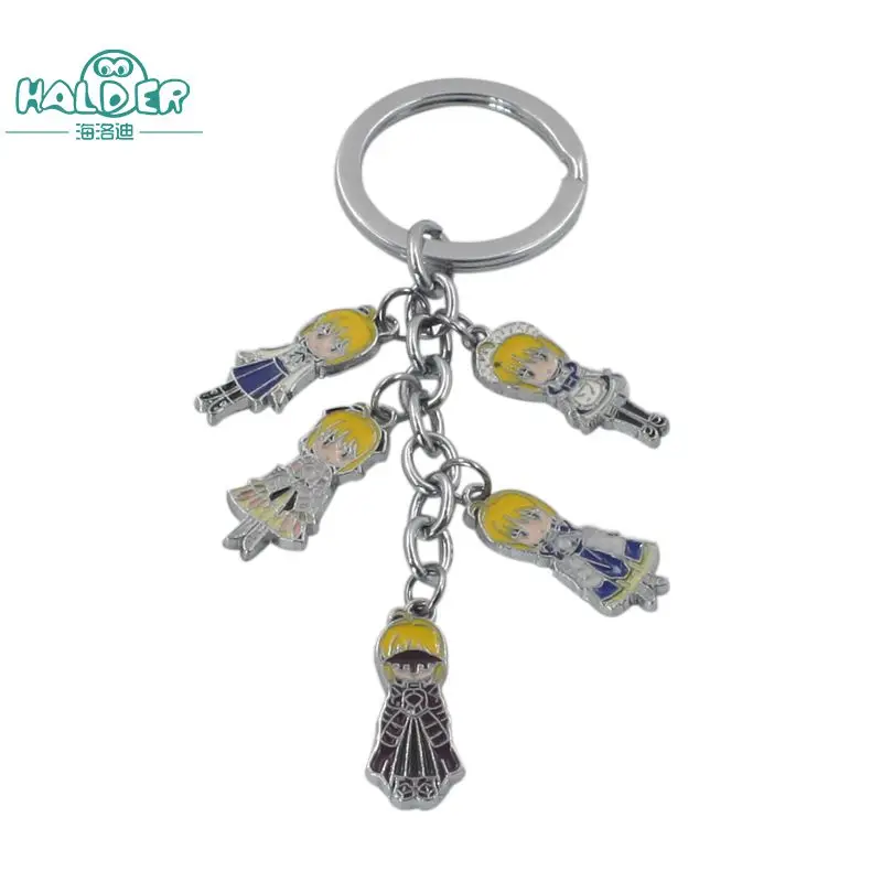 

Halder Fashion keychain Fate Stay Night Saber Lily Pendant Model Key Chain Charms Keyring Anime Key Holder