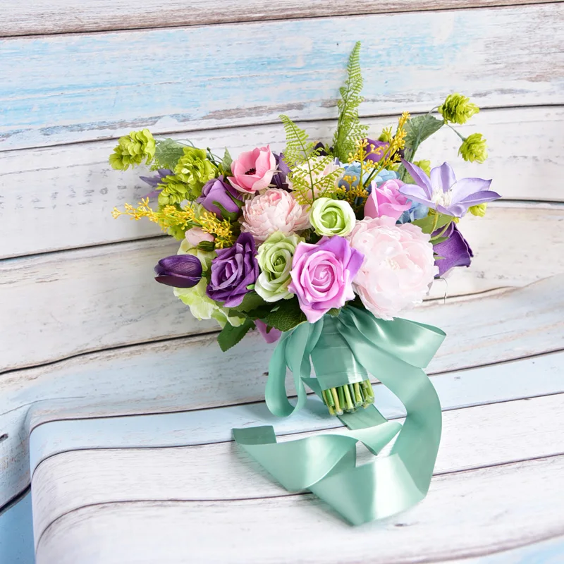 

Heart Shaped Style Handmade Bouquets Wedding Floral Bridal Bouquet Bride Bouquet Artificial Flowers Wedding Hand Holding Flower