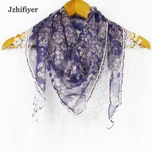 Chiffion шарфы треугольник кружева платок, шаль кисточкой тонкий женская летняя обувь парео Пляж feminino шеи меховые шарфы смешанных цветов