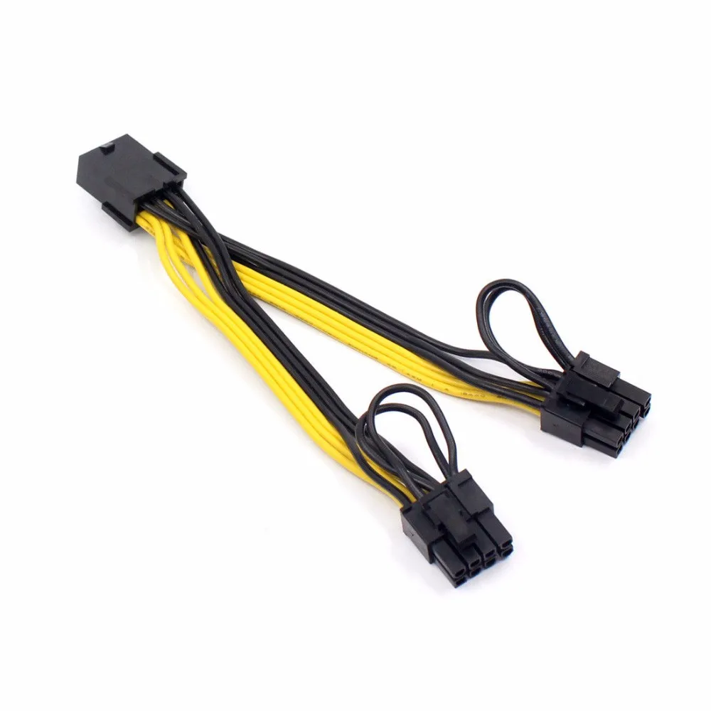30cm PCI-E PCIE 8pin Female to 2 Port Dual 8pin 6+2p Male GPU Graphics Video Card Power Cable Cord 18AWG Wire for Mining Miner