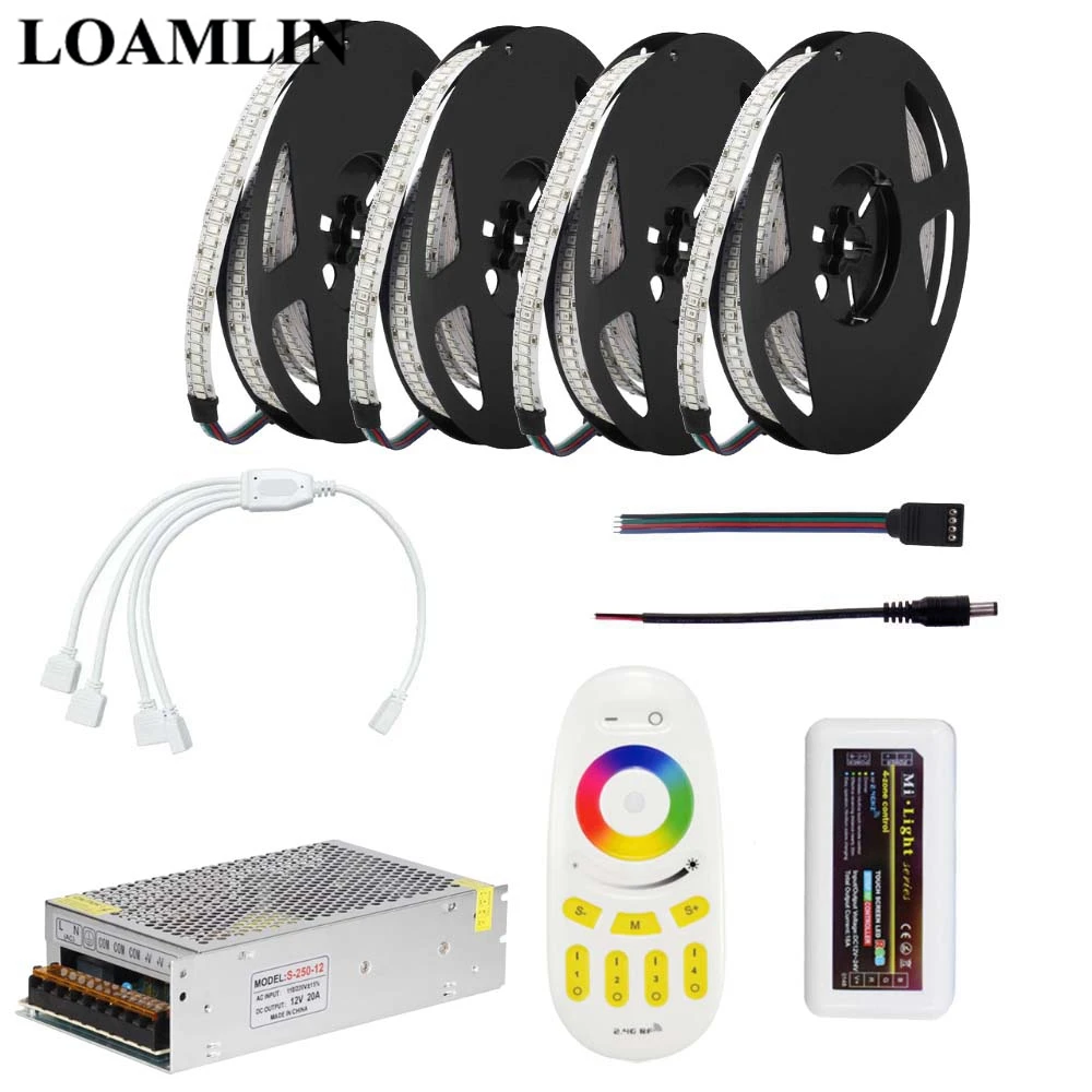

5M 10M 15M 20M 2835SMD 234Leds/m RGB Led Strip Light With Milight 2.4G RGBW Remote RGB Led Controller DC12V Power Driver Kit