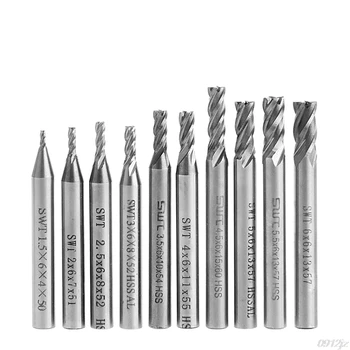 

10pcs 4 Flute HSS End Mill Set Straight Shank Aluminum Milling Cutter Tool Set 1.5/2/2.5/3/3.5/4/4.5/5/5.5/6mm
