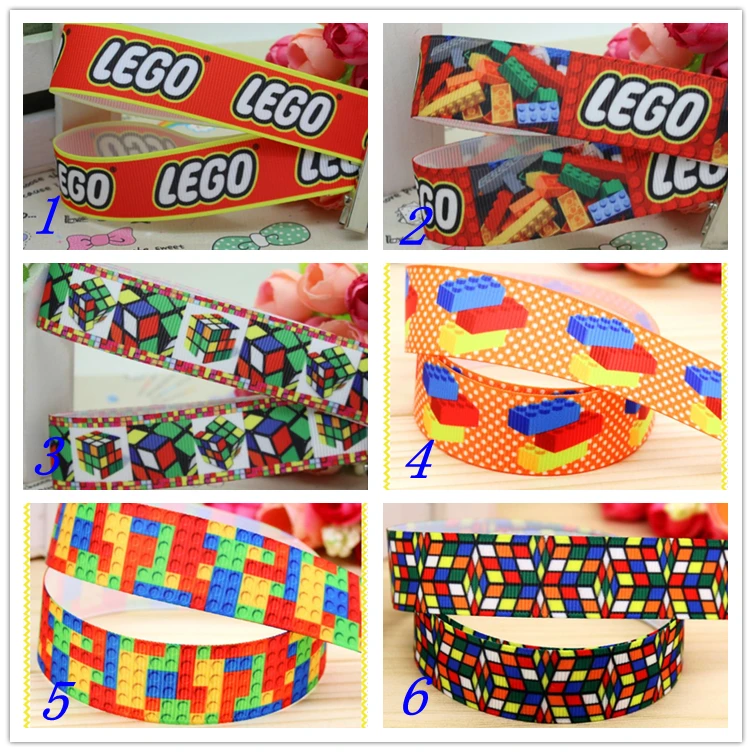 

7/8'' Free shipping block printed grosgrain ribbon hairbow headwear party decoration diy wholesale OEM 22mm D282