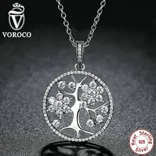 VOROCO Clásico 925 de Plata del Árbol de La Vida Colgante Collares Compatible con VRC Mujeres de Joyería de Moda collares N013