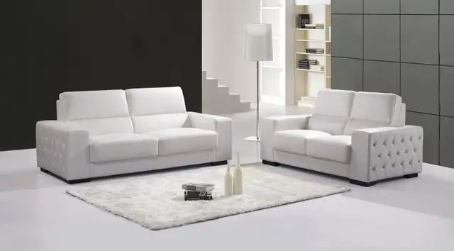 Genuine Real Leather Sofa Living Room Set Furniture 2 3 Seater Genuine Real Leather Sofa Living Room Set Furniture 2 3 Seater White Color With Ons Crystal