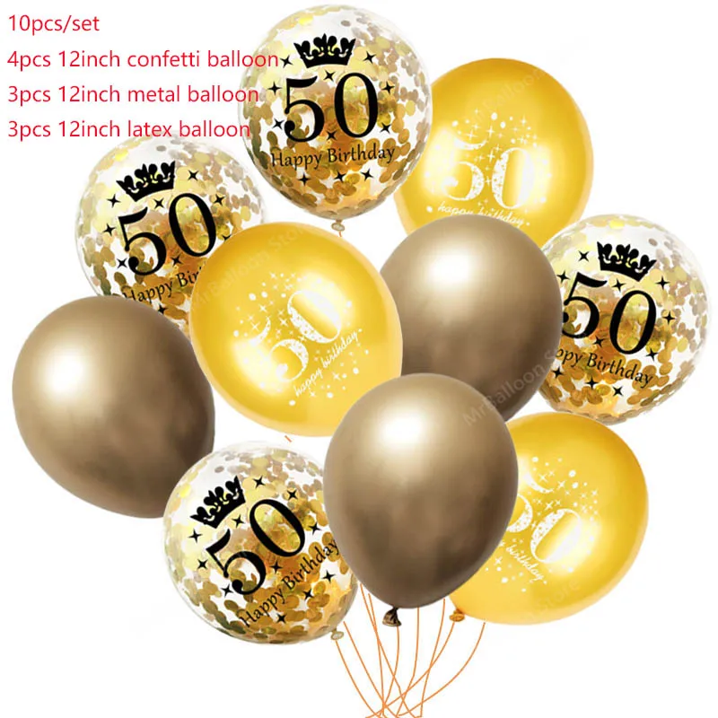 60, 50, 40, 30 черные и золотые шары на день рождения, конфетти, баллоны для дня рождения, украшения для вечеринок, для взрослых, балоны, гелиевые шары - Цвет: Gold birthday 50