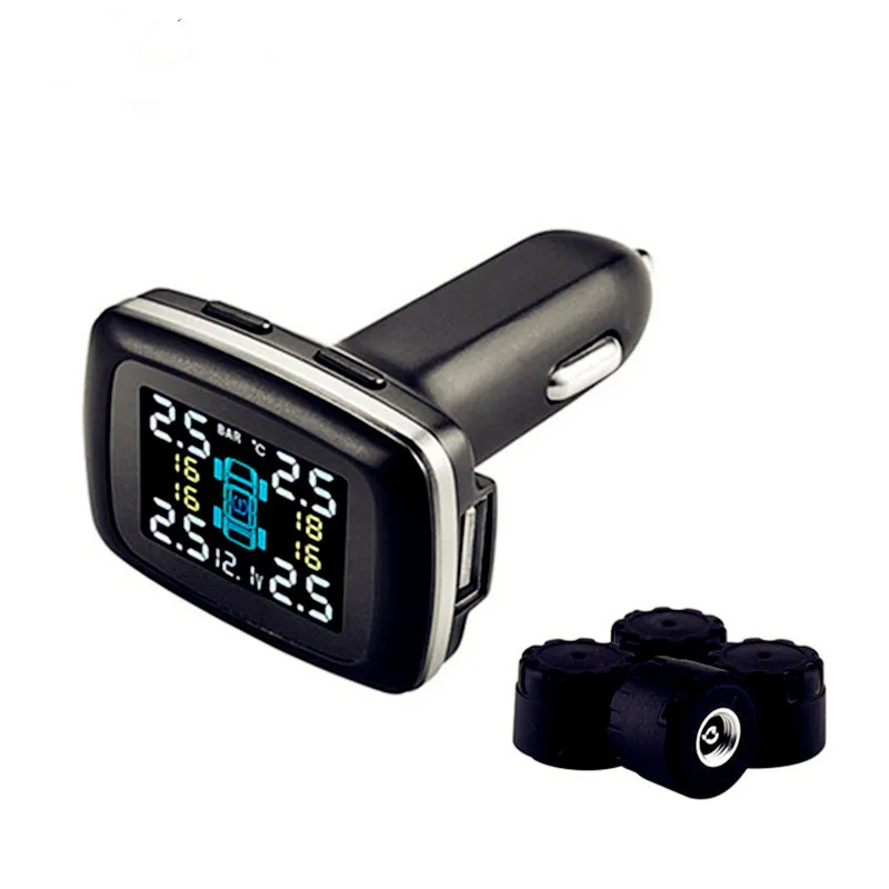 

Profession Auto Wireless Universal TPMS Tire Pressure Sensor Tire Pressure Monitoring System with USB Socket Show Temperature
