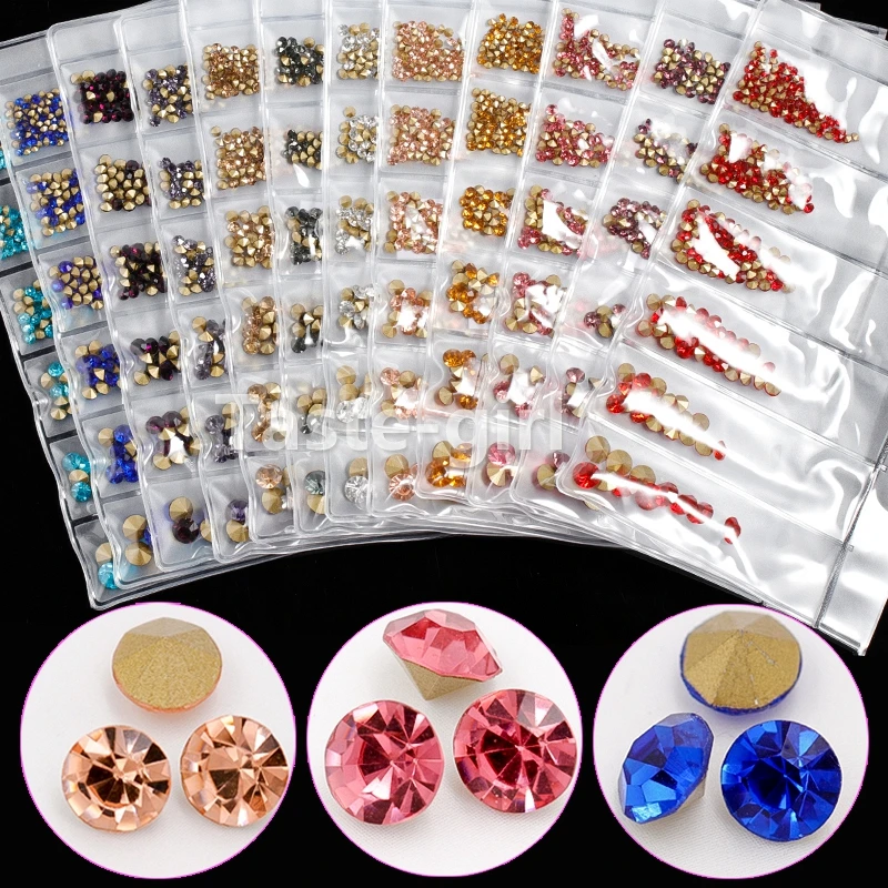  New arrival 1 Pack mixed size sharp bottom resin glitter nail art decorations rhinestones gems mani