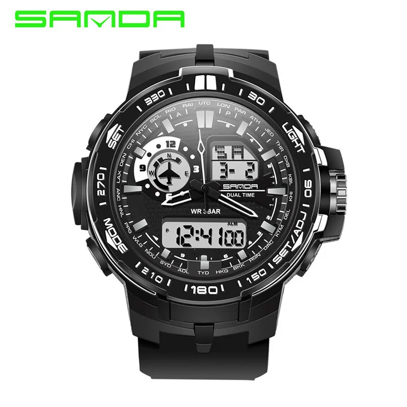 

Watch Men SANDA Brand Luxury Double Display Cold Light Watches Electronic smart Sport Waterproof Male watch Relogio Masculino A2