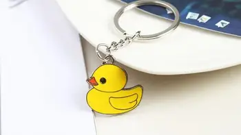 

100pcs/lot creative novelty yellow duck animal cartoon fashion metal key ring keychains 2cm*2.5cm