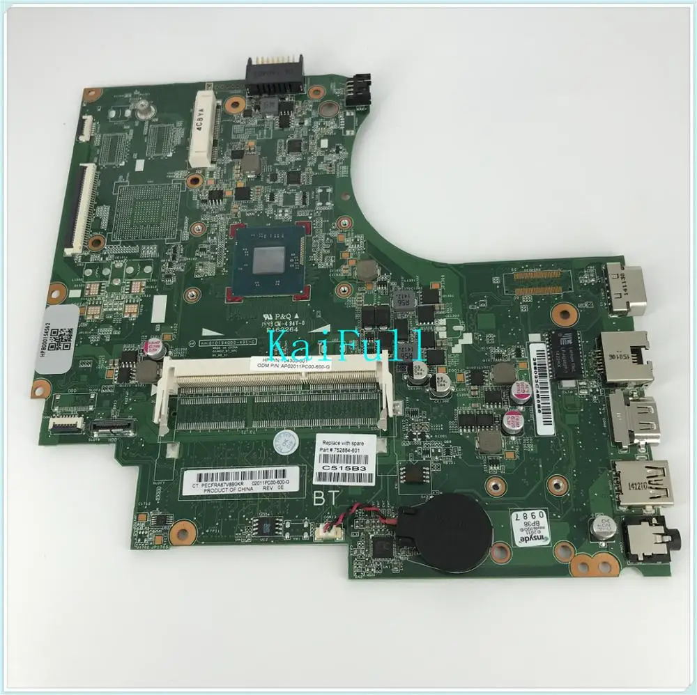 

752884-501 Free Shipping 752884-001 FOR HP 14-D 240 G2 246 G2 Laptop Motherboard P/N 010194Q00-35K-G N2820 Mainboard