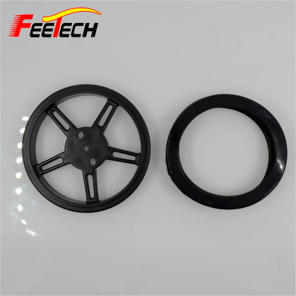 10 pcs FEETECH Black Wheel for FT-DC-130D Gear Box Motor , Robot Platform Wheel (3)