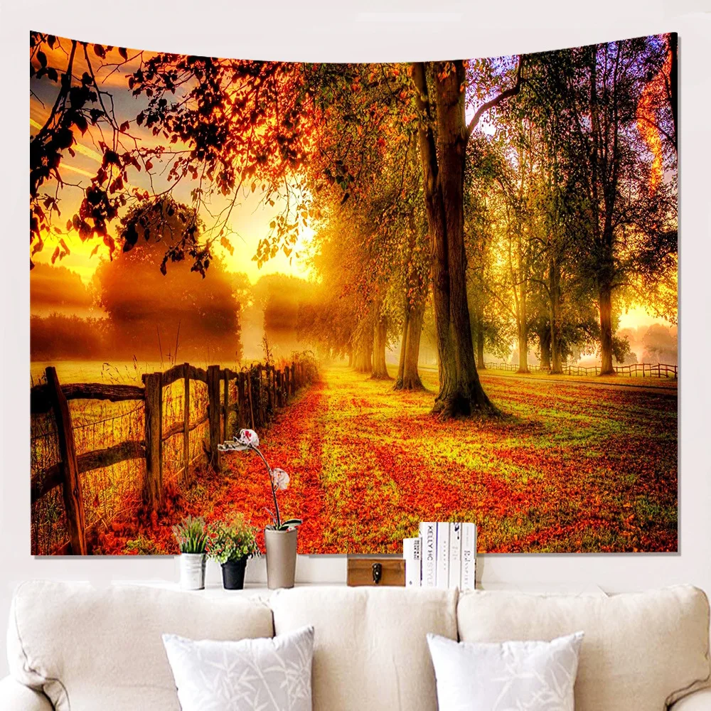 

Byetee Scenic Tapestry Tree Printed Home Decor Wall Hanging Living Room Hanging Tapestry Fasion Autumn Scenic Decor Carpet