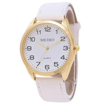 

MEIBO 2020 Women Simple Fashion Leather Band Quartz Wrist Watch Reloj hombre Ladies Analog Casual Digital dial Round Clock B30