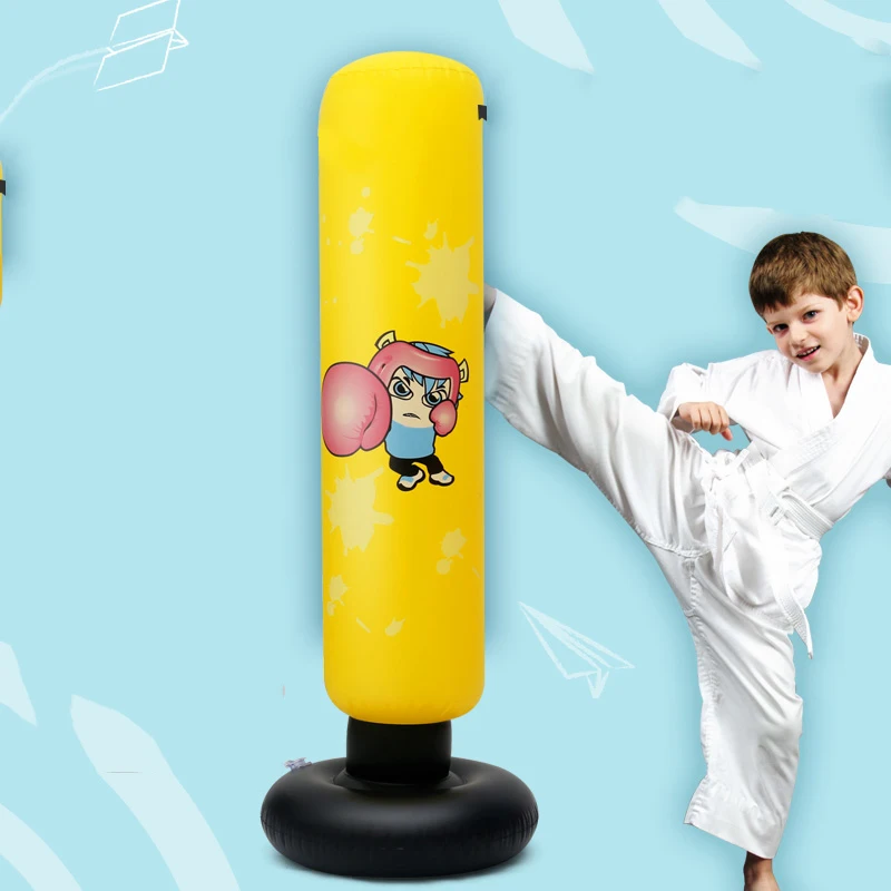 1.5M Inflatable Boxing Punching Bag Gloves Kick Training Tumbler for