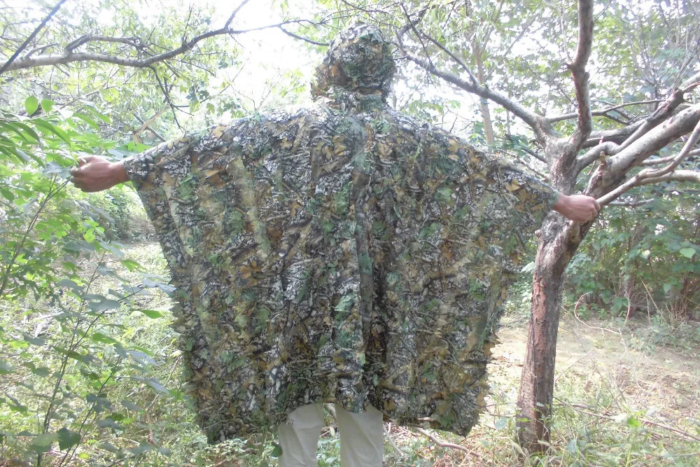 ФОТО 3D High-quality Leaves Camouflages Hunting Clothing Breathable Light Weight Camo Poncho Ghillie Suit Free Shipping