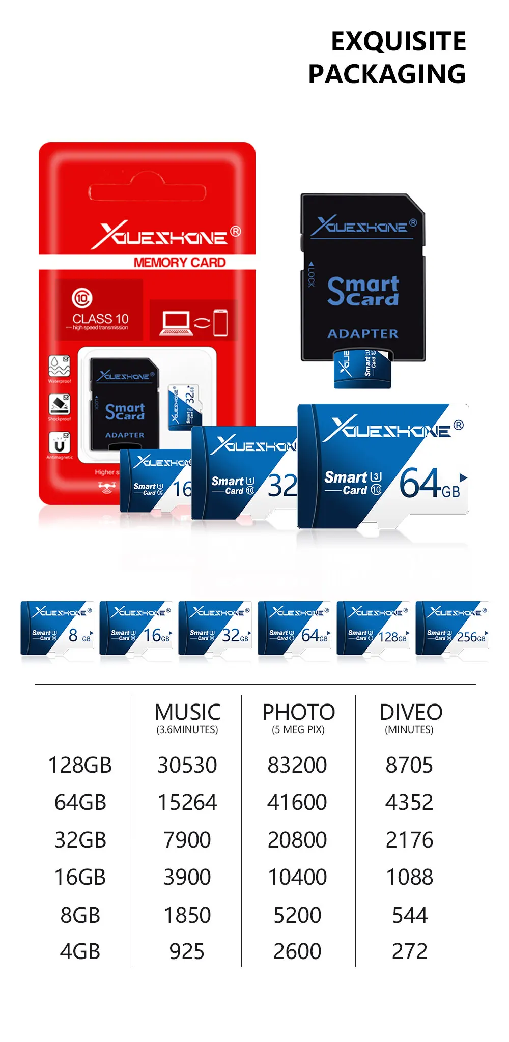 С бесплатным адаптером флэш-памяти Micro SD карта для телефона планшет автомобильный видеорегистратор 8 ГБ/16 Гб Micro SD 32 Гб 64 Гб/128 ГБ Class6-10 карта памяти