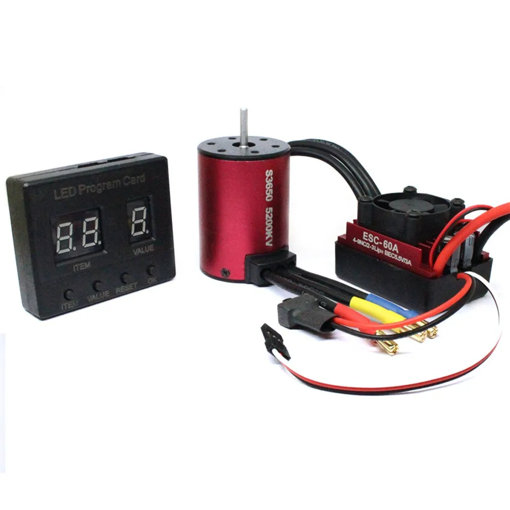 S3650 3900KV 5200KV бесщеточный двигатель + 60A ESC комбинированная программная карта для 1/10