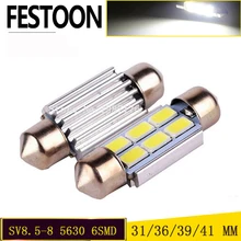 Festoon automotivo branco 1 peça, 31/36/39/41mm 5630 5730 led 6 smd c5w 6418 SV8.5-8 12v canbus auto leitura dome luz de lâmpada de licença.
