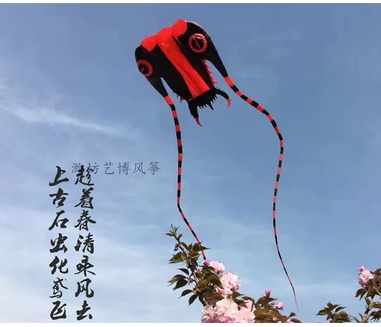Большой Рипстоп нейлон летающий змей из ткани китайские воздушные змеи трилобит мультфильм эльфы пляжные игрушки Радужный парашют надувные животные огромный