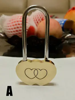 

Mini Brass Padlock Love Lock Wish Lock Engraved Double Heart Valentines Anniversary Day Lovers Wedding Gifts Love lock