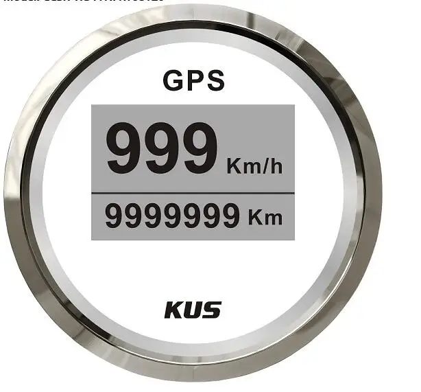 KUS GPS 12 в 24 52 мм Диаметр цифровой Спидометр 0-999KMH хромированный ободок белая панель