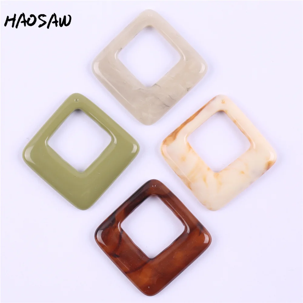 

HAOSAW 42*42MM 6Pcs/Lot Jewelry Accessories/Resin Beads/DIY/Marble Effect/Square Shape/Jewelry Making/Hand Made/Earring Findings