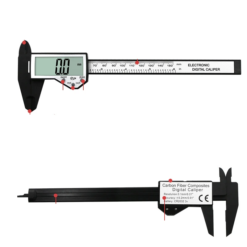 Электронный пластиковый суппорт Водонепроницаемый IP54 0-150mm 6 дюймов ЖК-дисплей Цифровой штангенциркуль датчик DT6