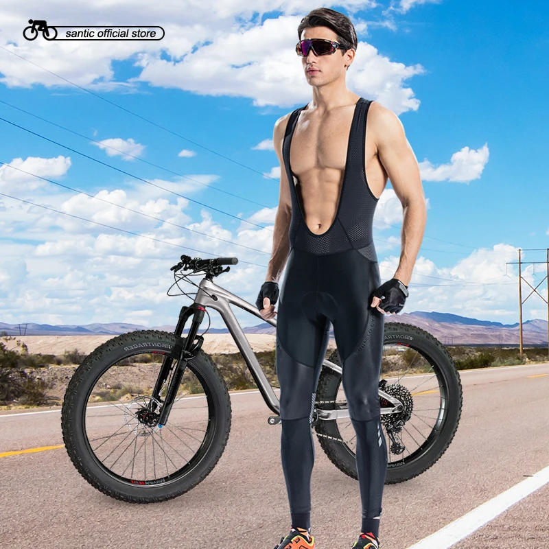 

Santic Men Cycling Bib Long Pants Bike Bicycle Padded Pants Road MTB Bib Pants 4-5 Hours Long Distance Asian Size S-3XL M8C04101