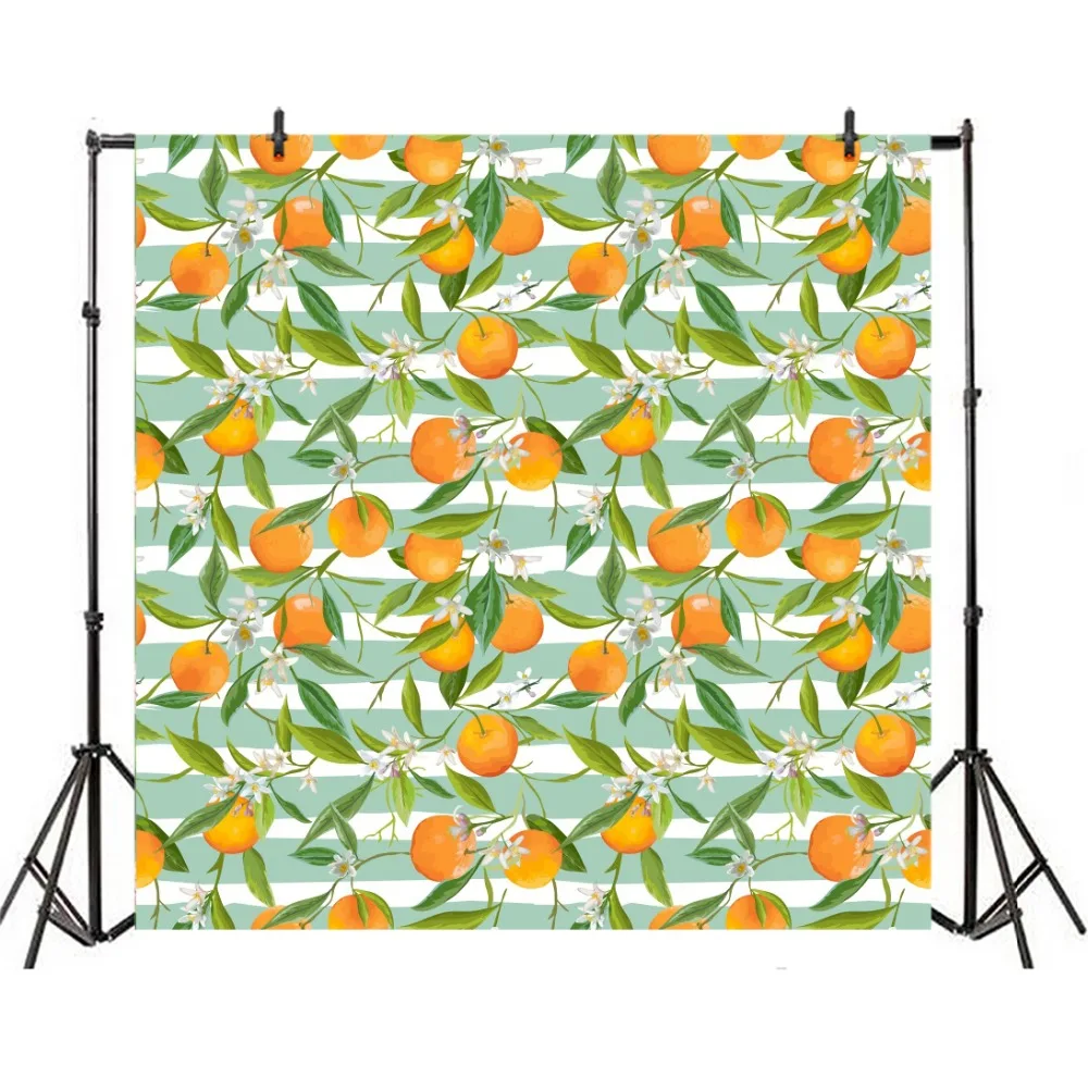 Laeacco Cartoon Stripes Oranges Lemon Pomegranate Baby Photography Background Customized Photographic Backdrops For Photo Studio