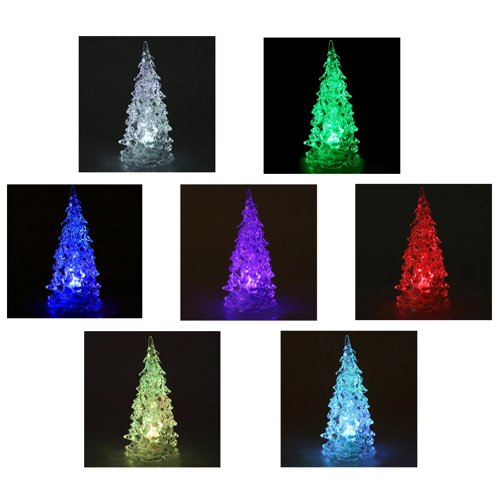 CSS Acrylic LED Colors Changing Christmas Tree Night Light Lamp Xmas