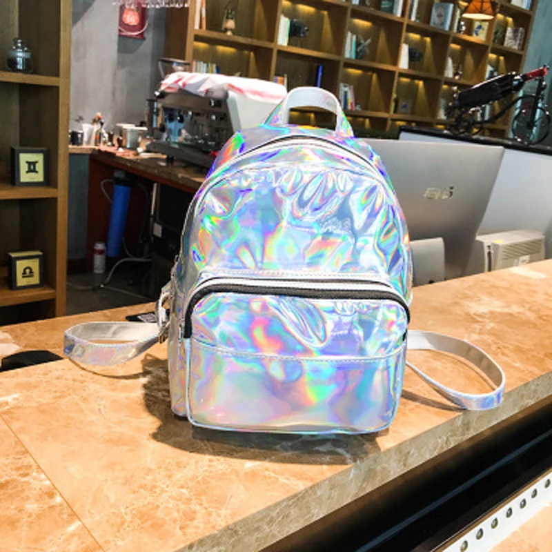 Women Vogue Colorful Backpack Transparent Reflective Hologram Holographic Bag Hot Solid Color Laser Backpack Popular Travel Need